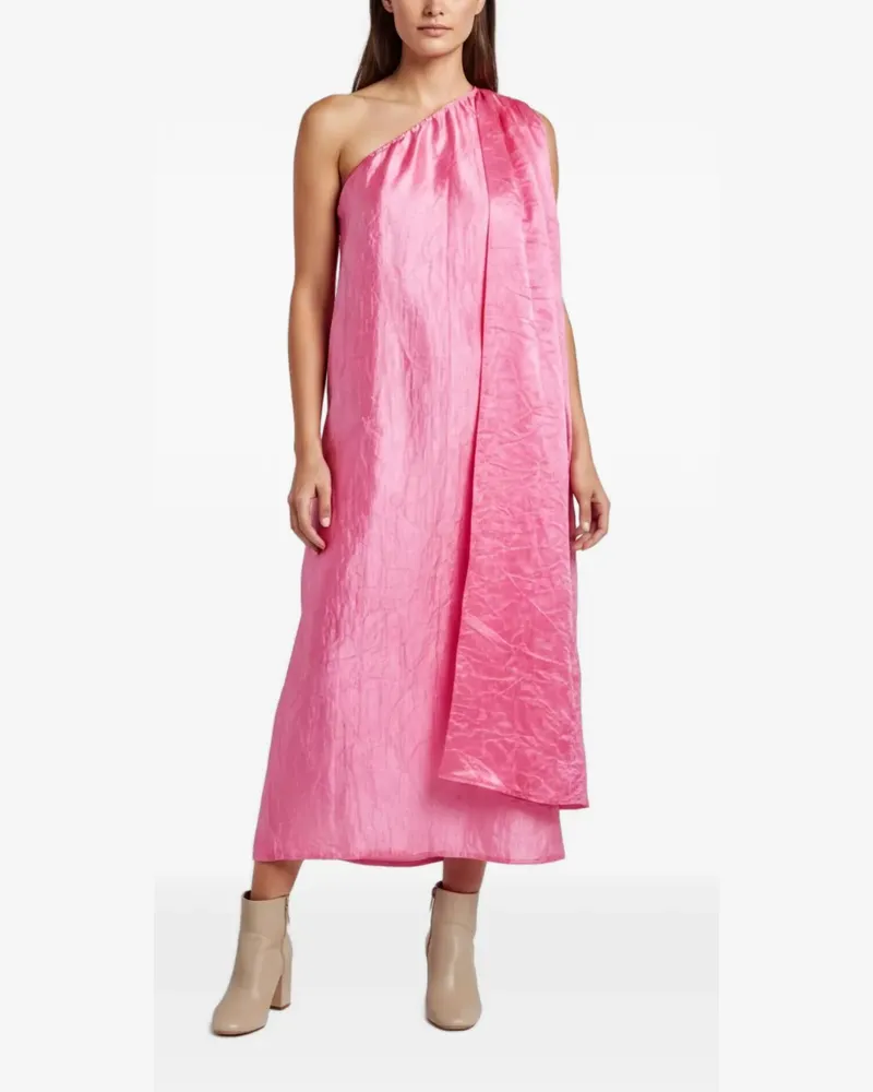 FourTwoFour on Fairfax One-Shoulder-Kleid mit Knitteroptik - Rosa Rosa