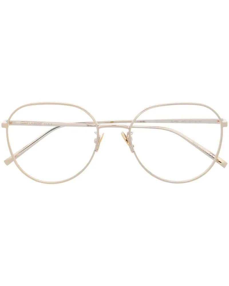 Saint Laurent Runde Brille mit poliertem Finish - Gold Gold
