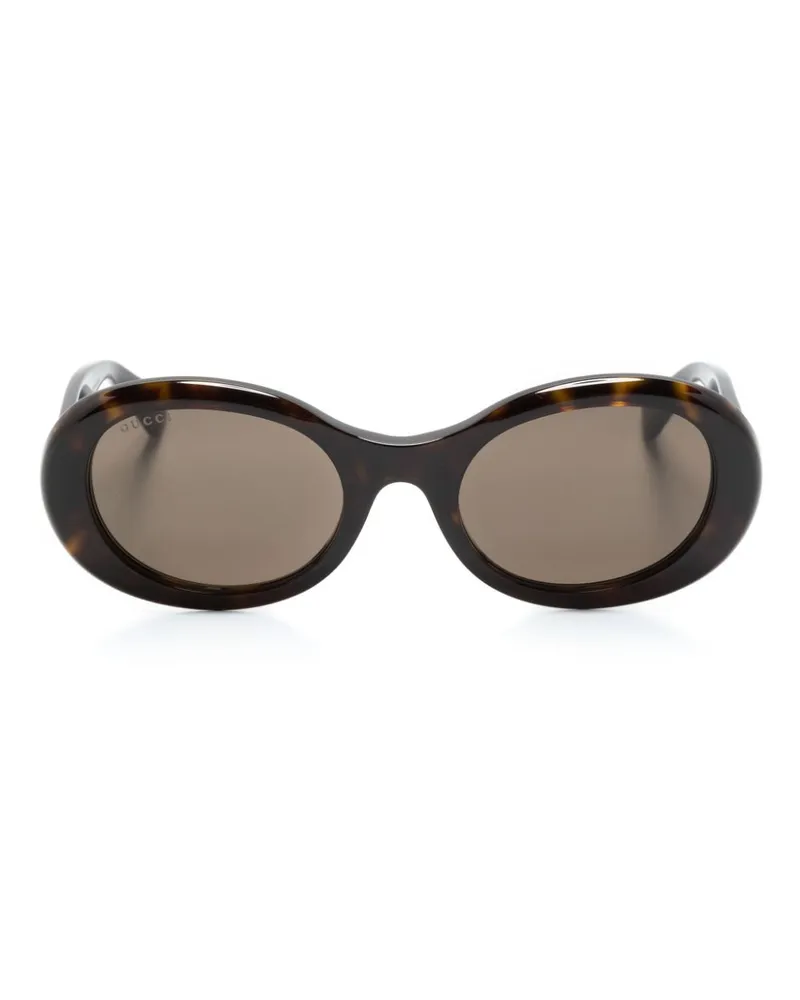 Gucci Ovale Sonnenbrille in Schildpattoptik - Braun Braun