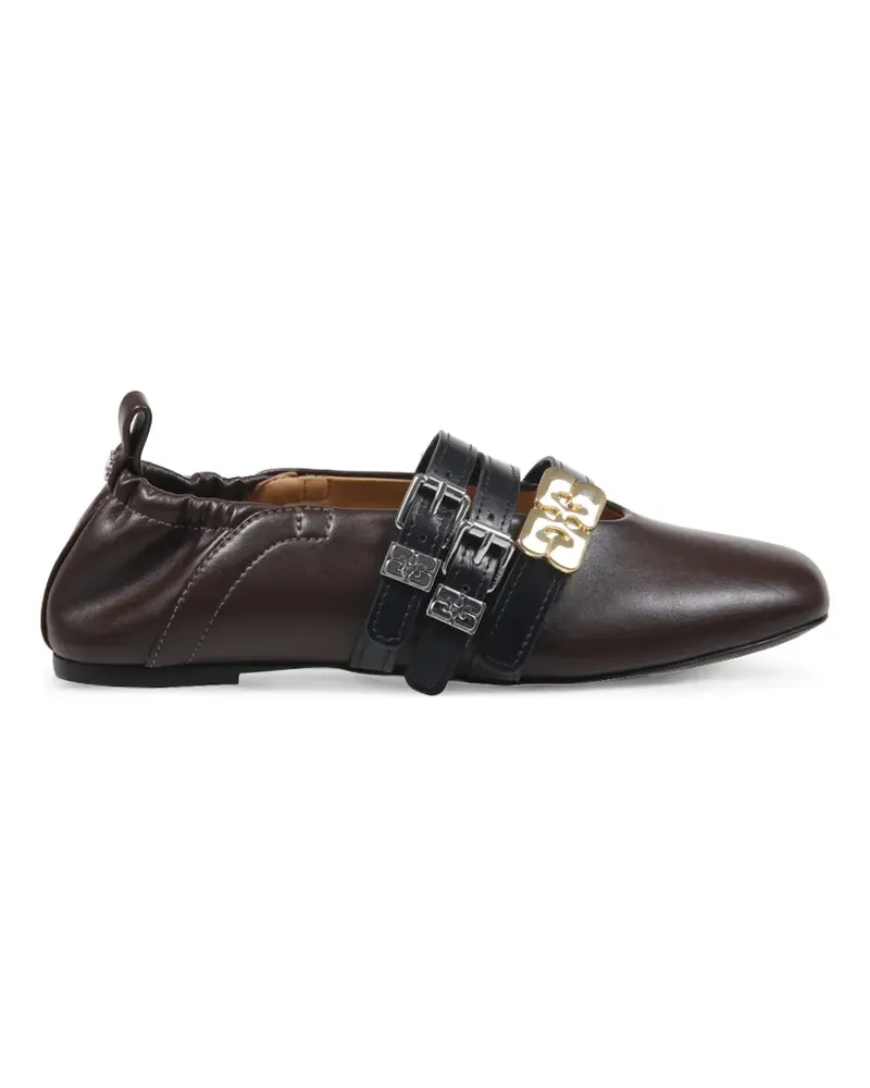Ganni buckle-strap ballet flats - Braun Braun