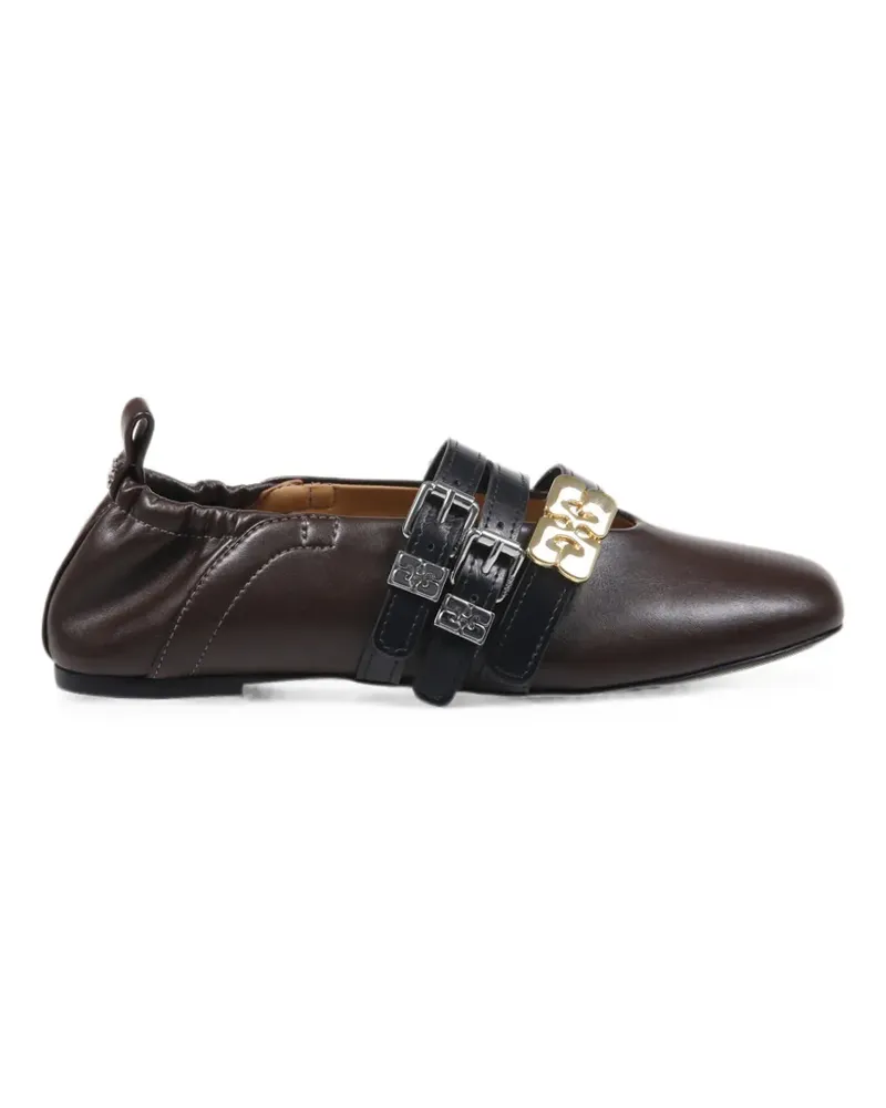 Ganni buckle-strap ballet flats - Braun Braun
