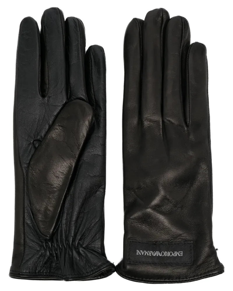 Emporio Armani Handschuhe mit Logo-Patch - Schwarz Schwarz