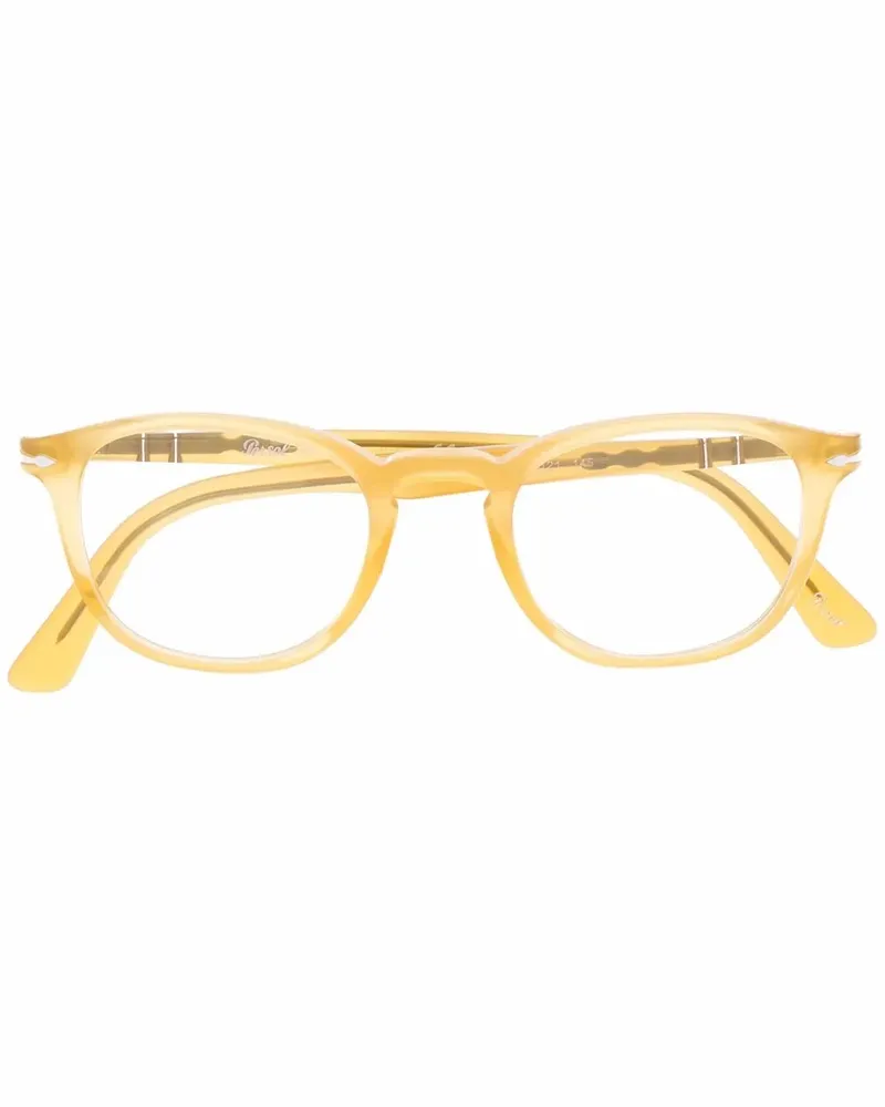 Persol Eckige Brille mit Logo - Gelb Gelb