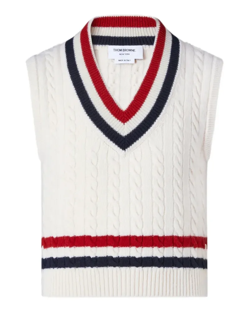 Thom Browne Gestreifte Cricket-Weste mit RWB - Weiß Weiß