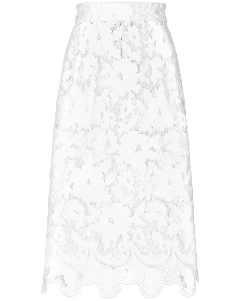 Dolce & Gabbana Rock mit blumiger Stickerei - Weiß Weiß