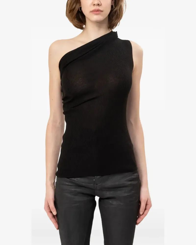 Rick Owens Athena asymmetric draped top - Schwarz Schwarz