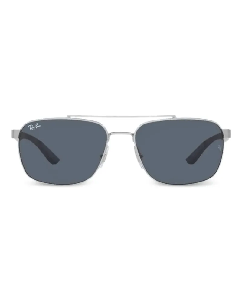 Ray Ban RB3701 double-bridge rectangle-frame sunglasses - Silber Silber