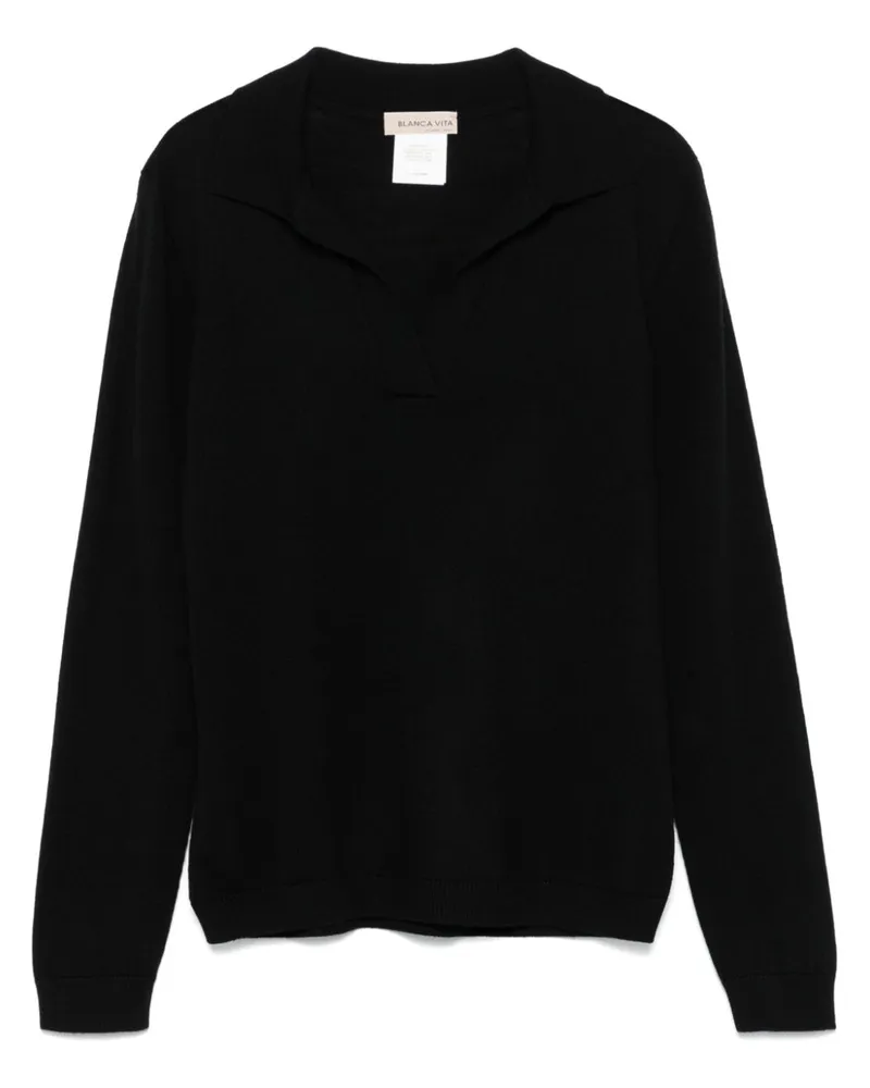 Blanca Poloshirt aus Schurwolle - Schwarz Schwarz