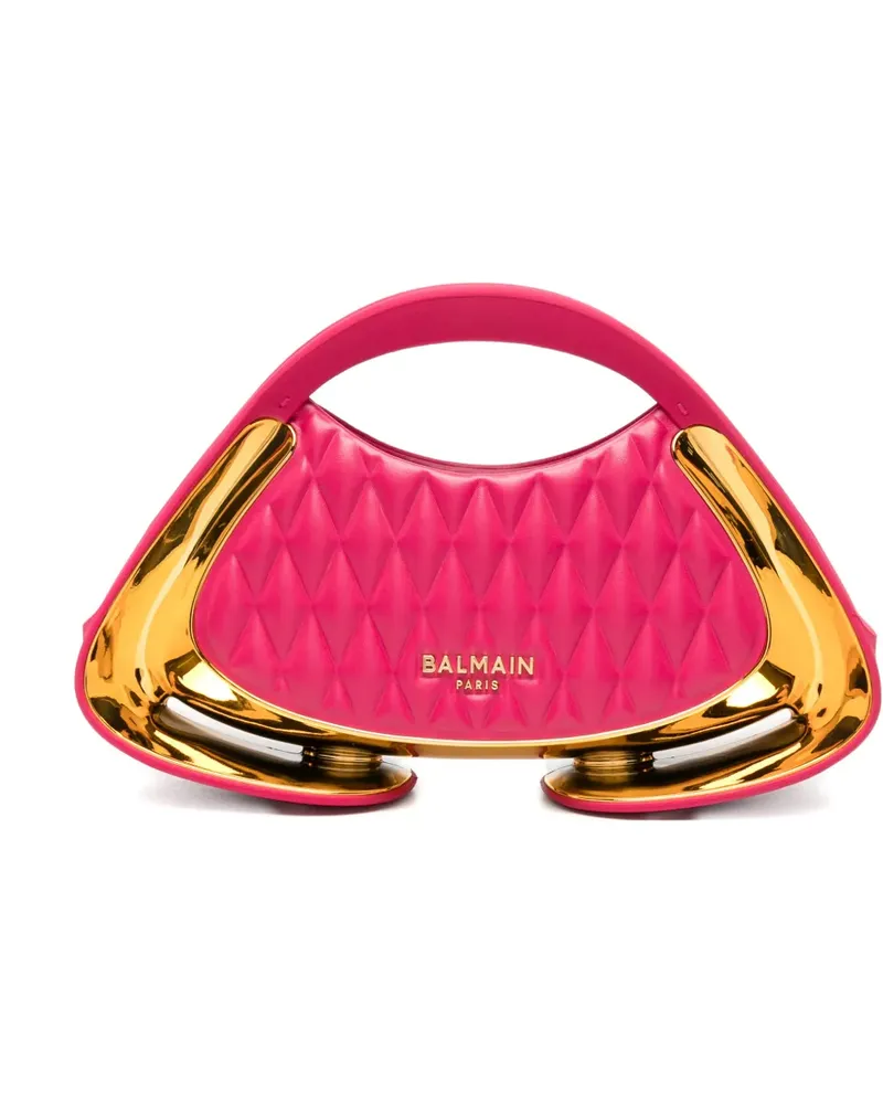 Balmain quilted metallic-trim clutch bag - Rosa Rosa