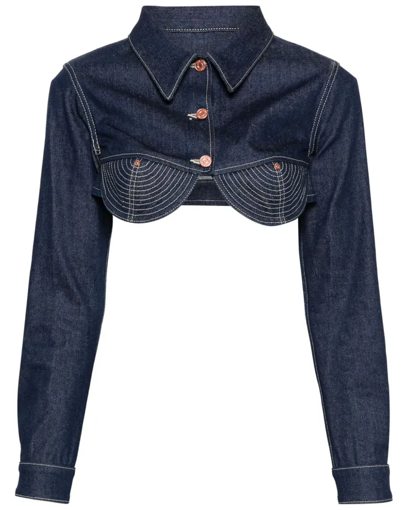 Jean Paul Gaultier The Conical Cropped-Jeansjacke Blau