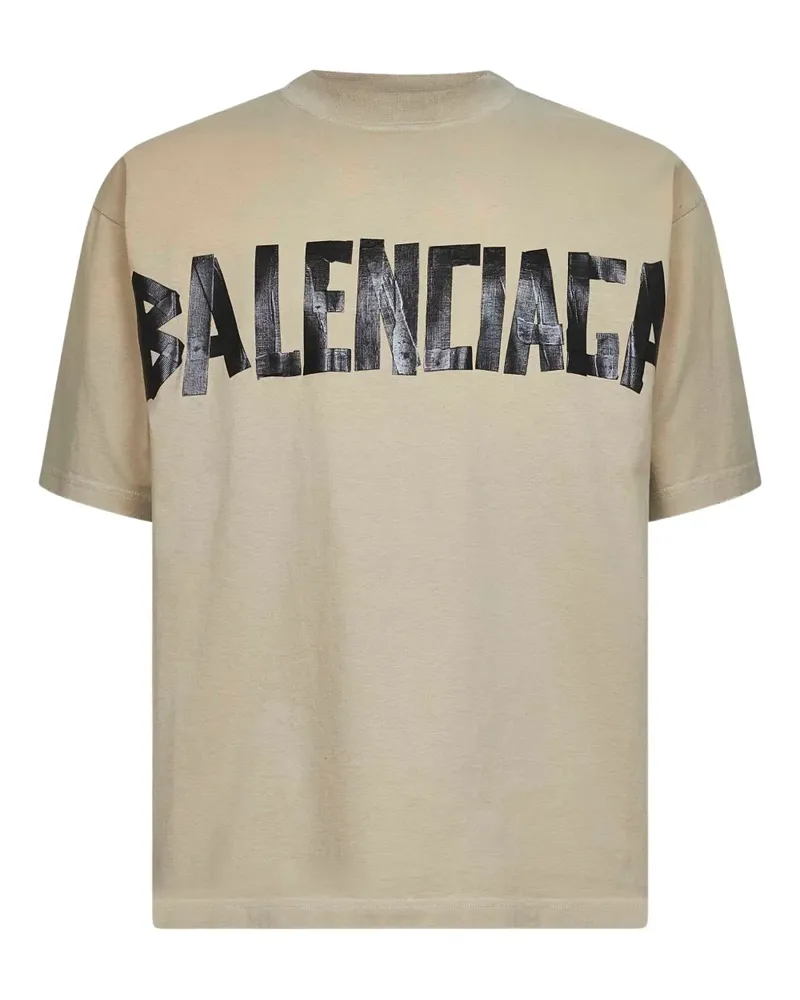 Balenciaga T-Shirt mit Tape-Print - Nude Nude