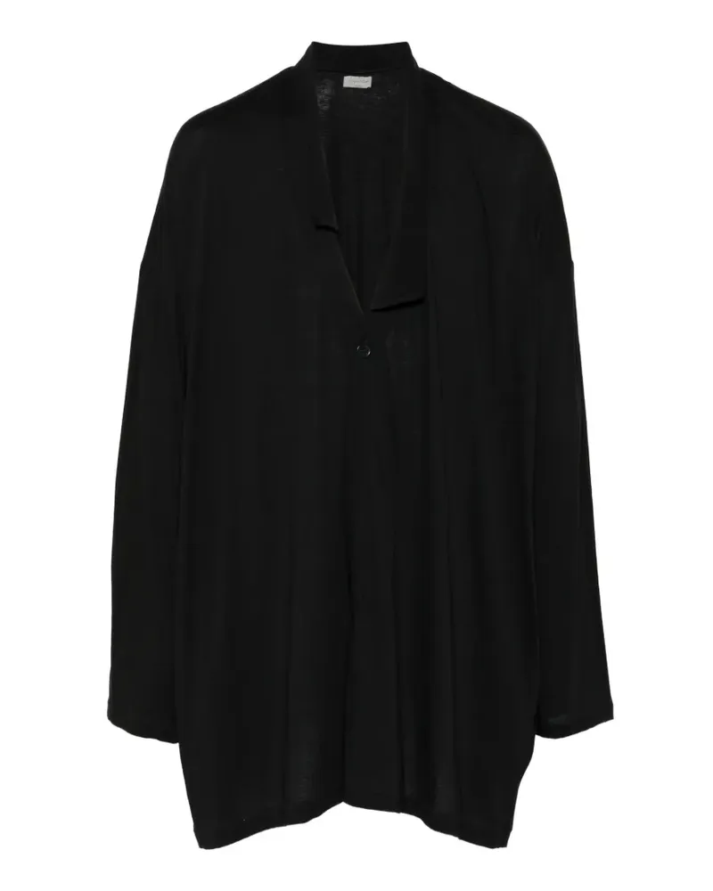 Yohji Yamamoto Hemdjacke mit V-Ausschnitt und Knopfleiste - Schwarz Schwarz