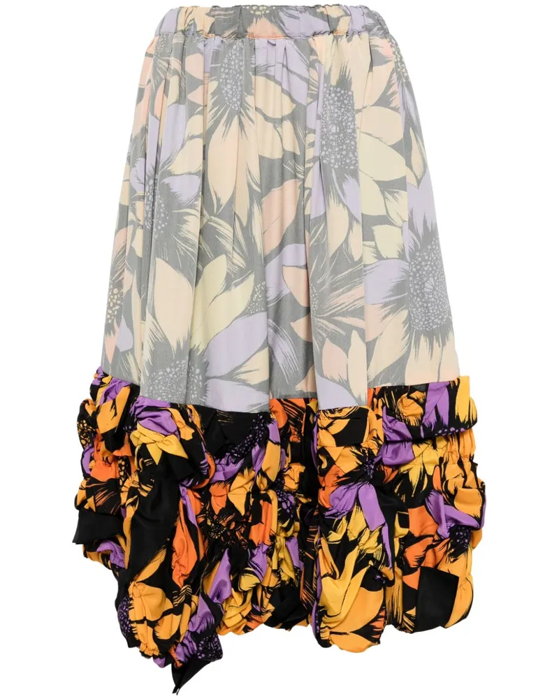 Comme des Garçons Midirock mit Blumen-Print - Schwarz Schwarz