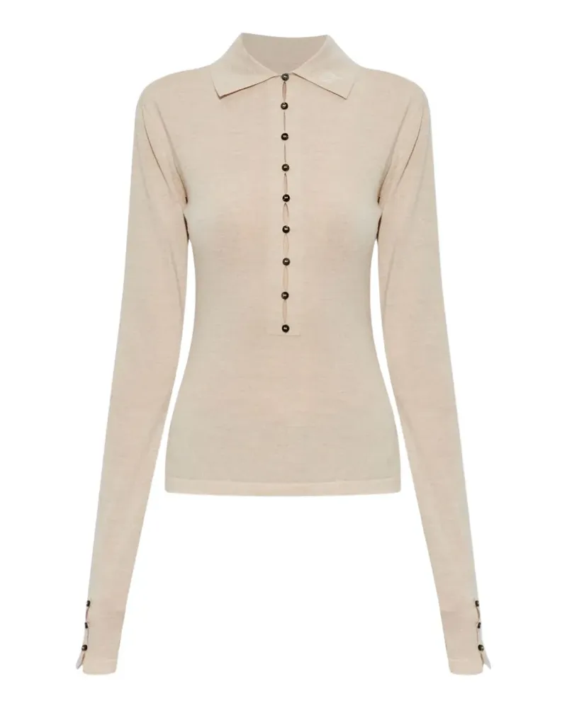 Jacquemus The Merino long-sleeve polo shirt - Nude Nude