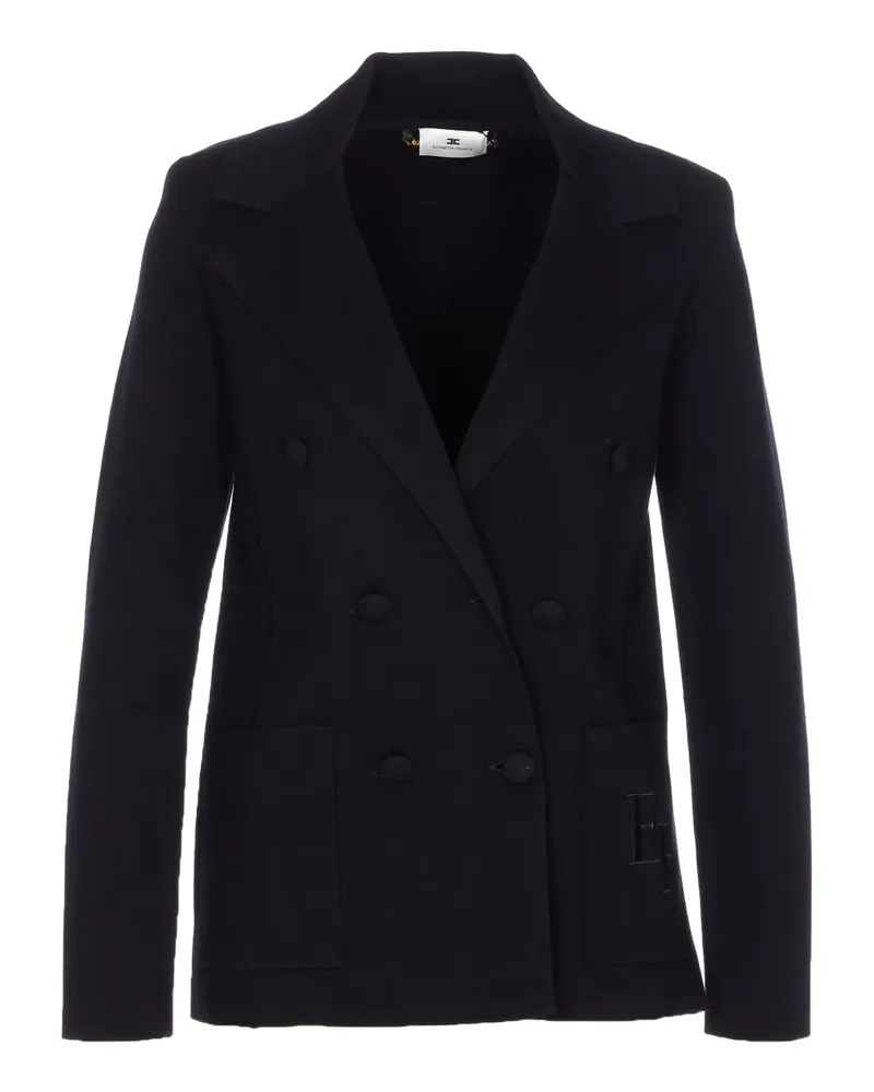 Elisabetta Franchi double-breasted embroidered logo cardigan - Schwarz Schwarz