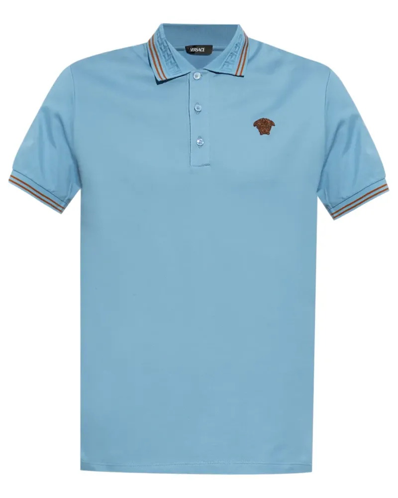Versace Poloshirt mit Medusa-Stickerei - Blau Blau