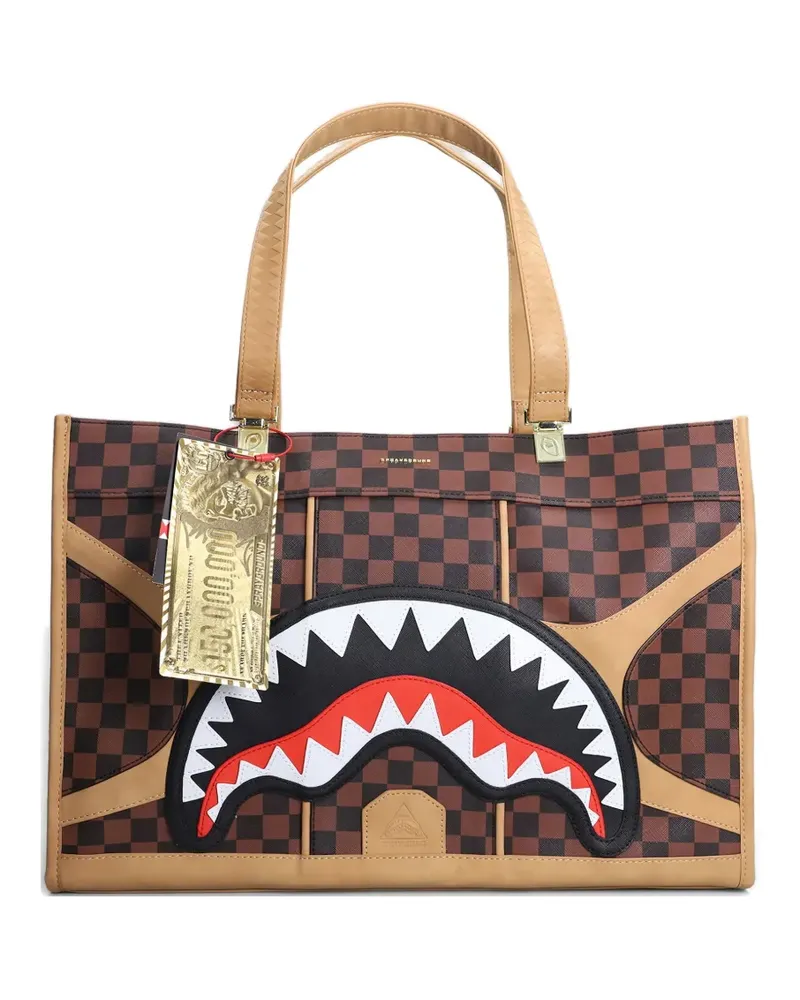 Sprayground Hennyville Tortuga Tote Bag mit Hai-Print - Braun Braun