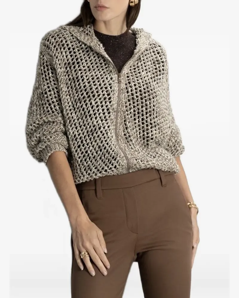 Brunello Cucinelli sequin-embellished hooded cardigan - Braun Braun