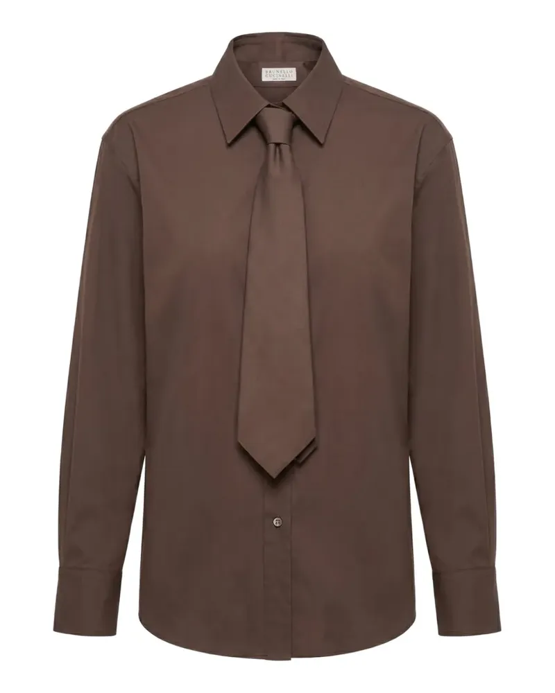 Brunello Cucinelli Hemd mit Bindedetail - Braun Braun