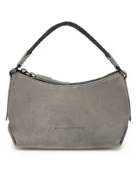 Brunello Cucinelli Schultertasche aus Wildleder Grau