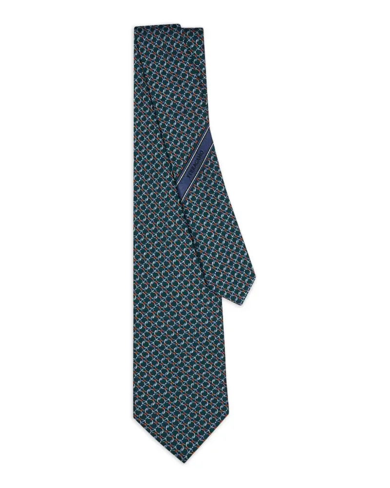 Ferragamo Seidenkrawatte mit Gancini-Jacquardmuster - Grün Grün