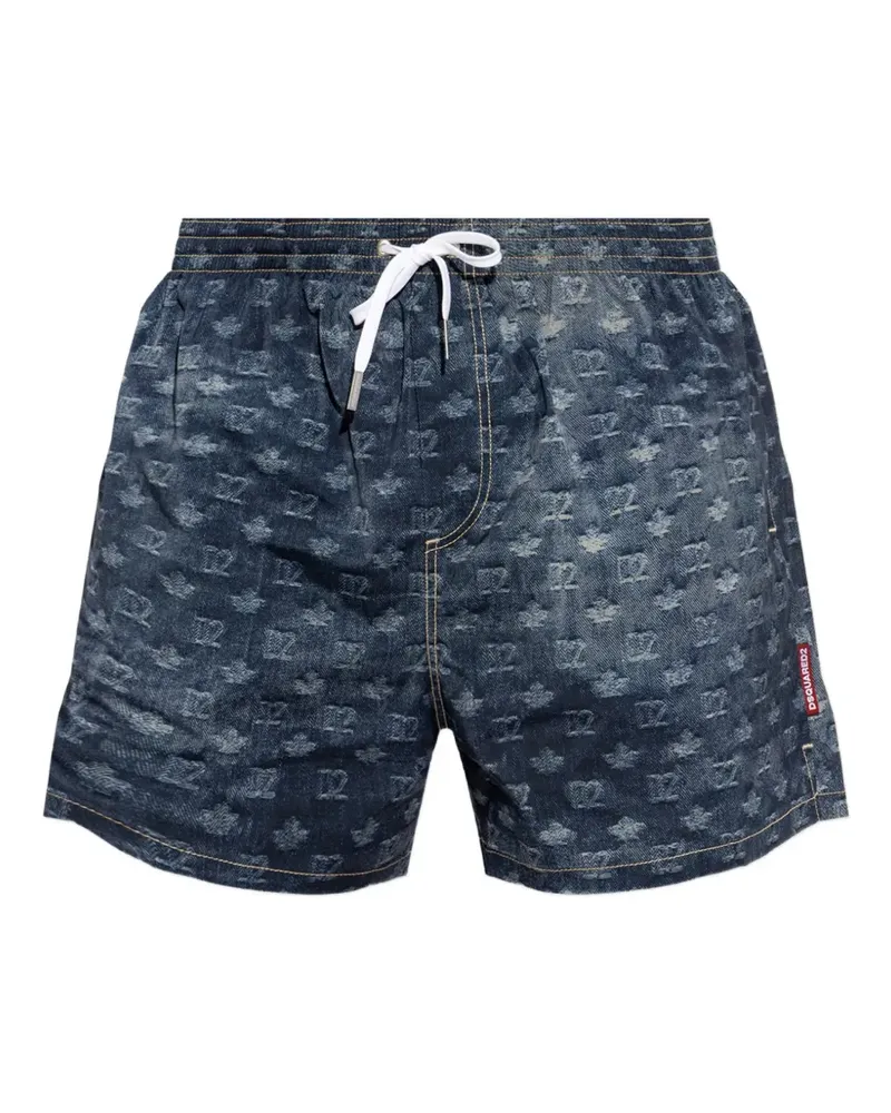 Dsquared2 Badeshorts mit Monogramm-Print - Blau Blau