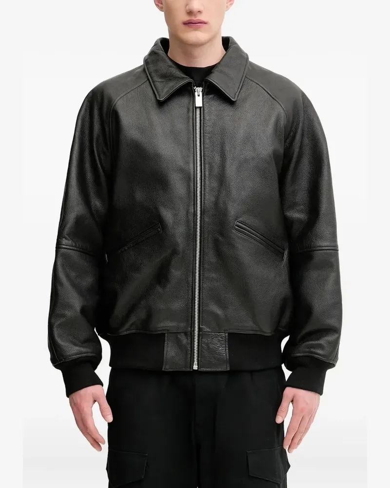 1017 ALYX 9SM Lederjacke mit Reißverschluss - Schwarz Schwarz