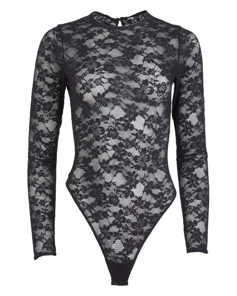 Fleur Du Mal Le Stretch Body mit Spitze - Schwarz Schwarz