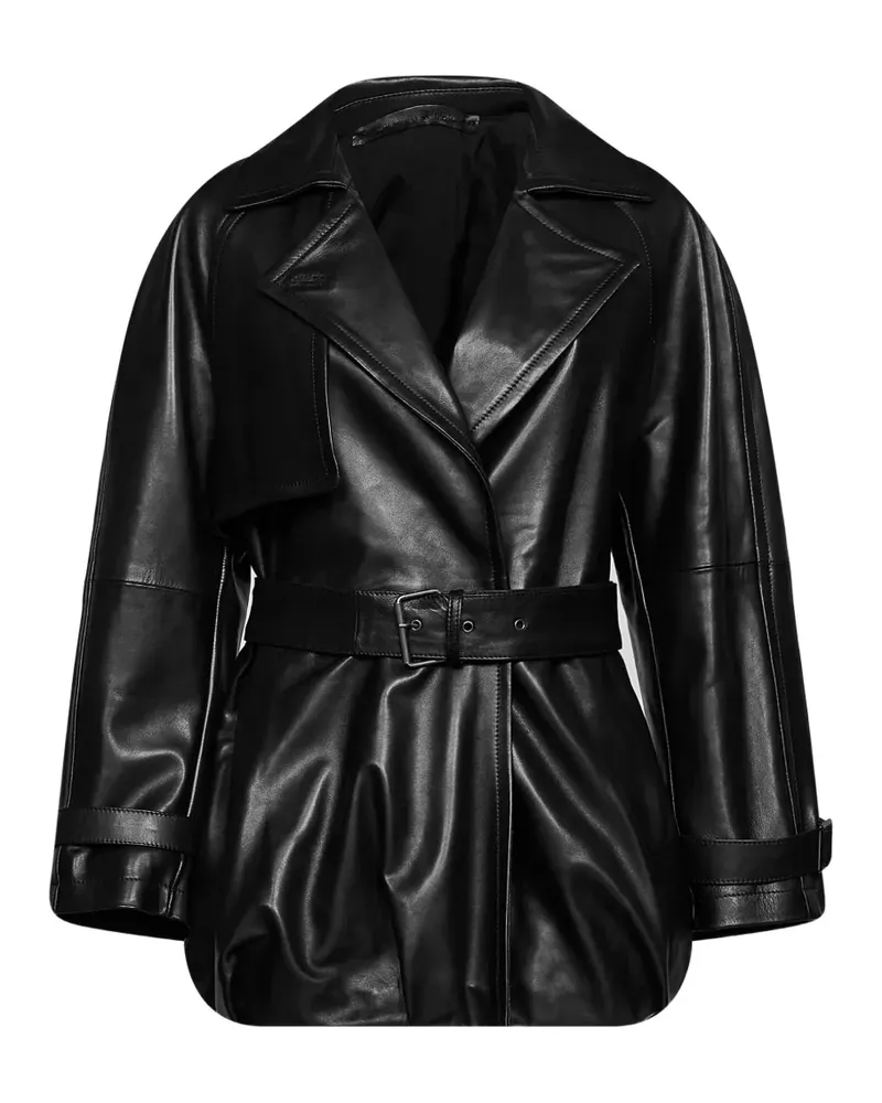 Salvatore Santoro double-breasted belted leather coat - Schwarz Schwarz