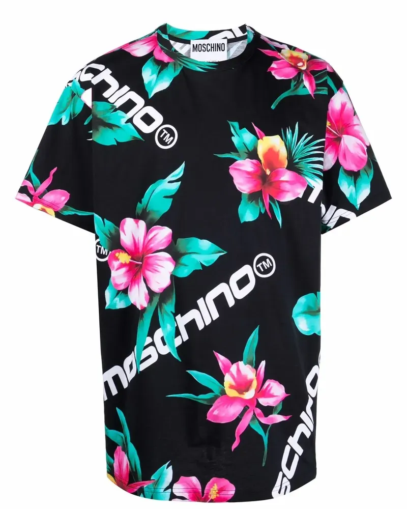 Moschino T-Shirt mit Hibiskus-Print - Schwarz Schwarz