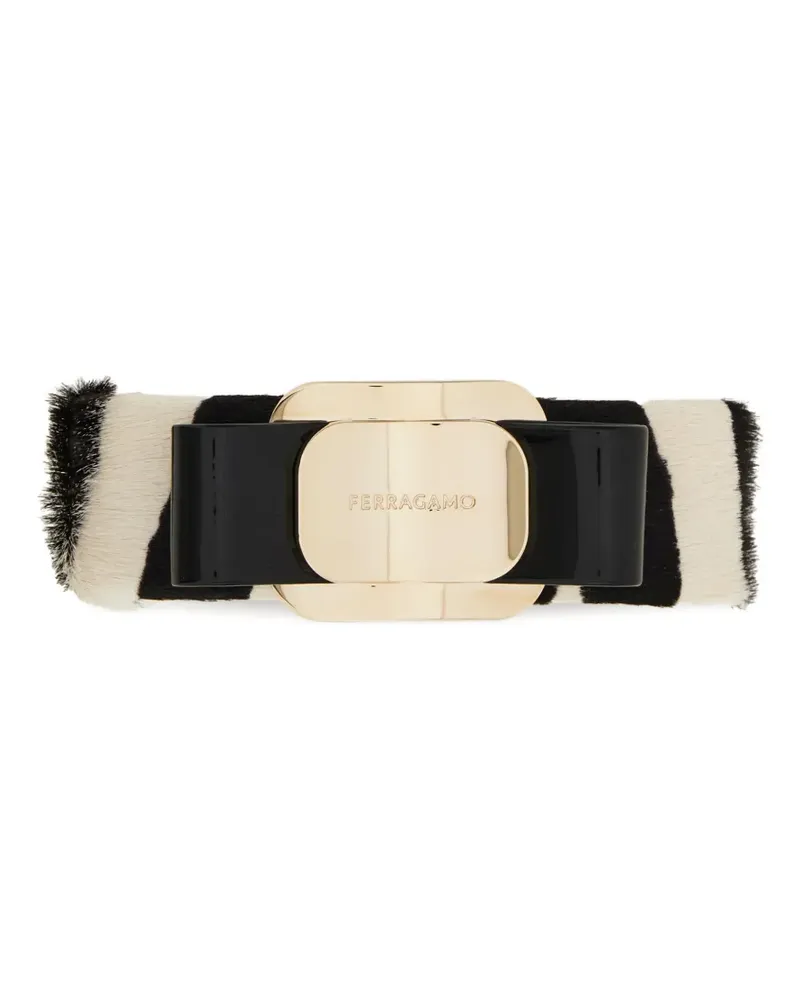 Ferragamo Vara Bow zebra-print hairclip - Schwarz Schwarz