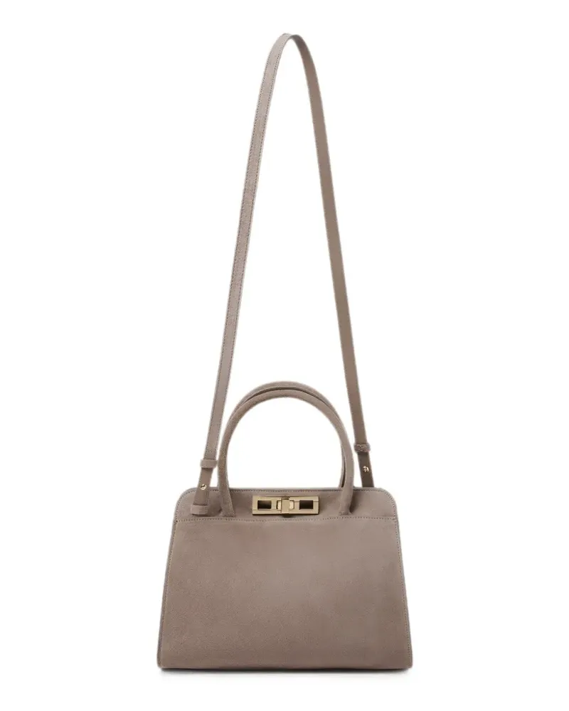 Fabiana Filippi small turn-lock suede tote bag - Grau Grau