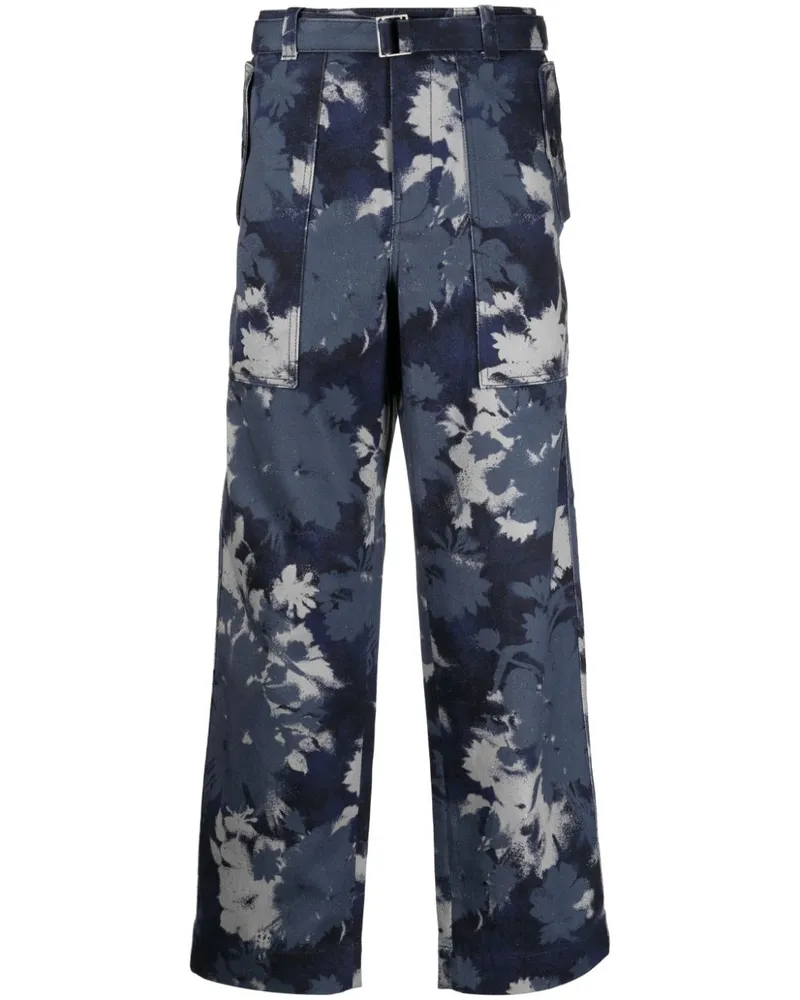 Kitsuné Gerade Jeans mit abstraktem Print - Blau Blau