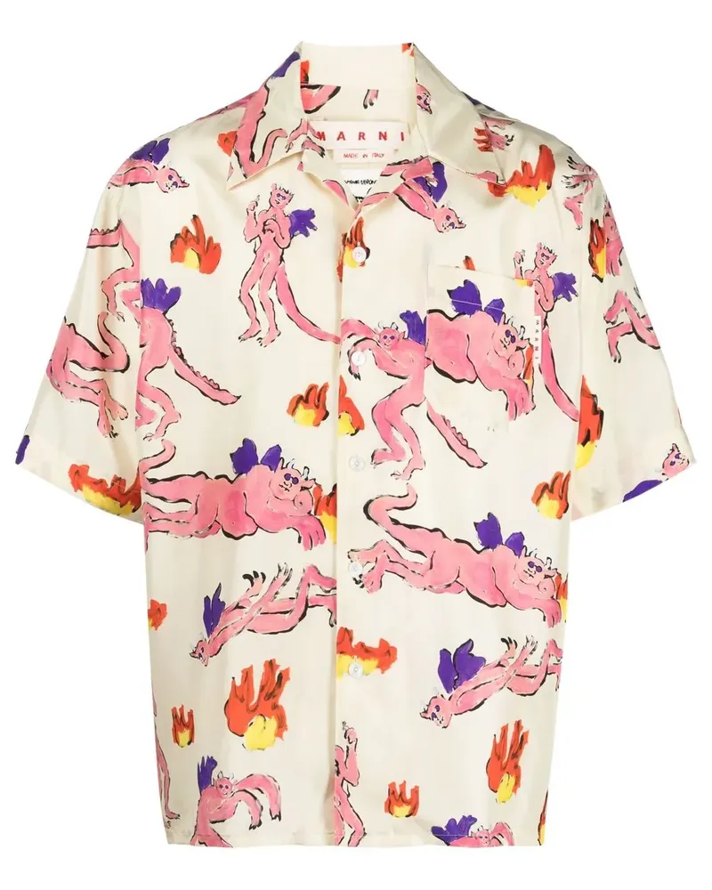 Marni T-Shirt aus Seide mit Print - Gelb Gelb