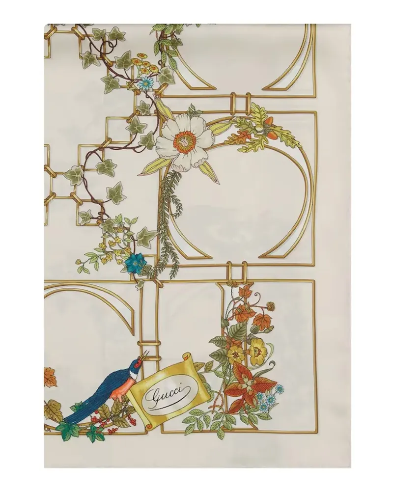 Gucci Seidenschal mit Blumen-Print - Weiß Weiß