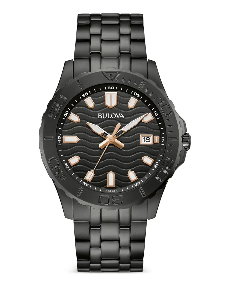 BULOVA Classic wave-dial 42mm watch - Schwarz Schwarz