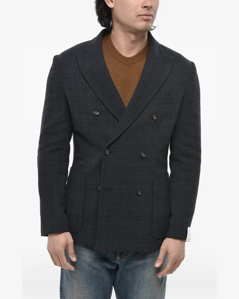Paolo Pecora Milano double-breasted checked blazer - Blau Blau