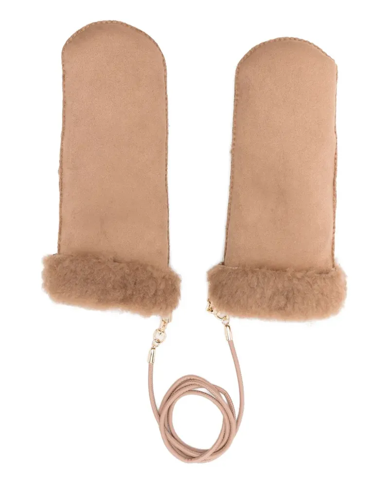 Max Mara Fäustlinge mit Faux Shearling - Braun Braun