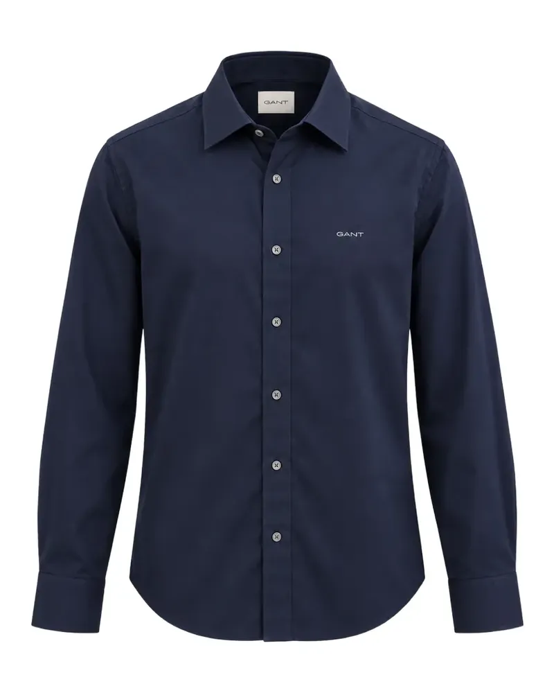 Gant Hemd mit Logo-Stickerei - Blau Blau