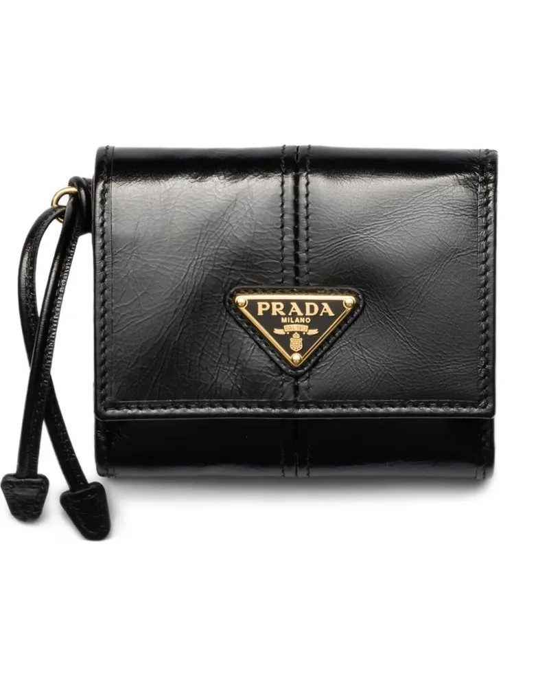 Prada Portemonnaie mit dreieckigem Logo - Schwarz Schwarz