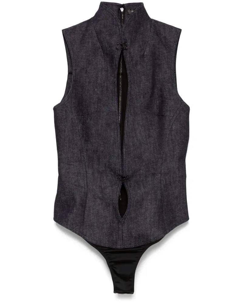 Thierry Mugler Jeans-Body mit Cut-Out - Blau Blau