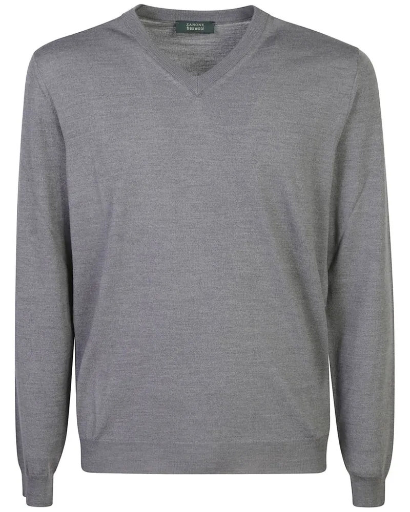 Zanone Sweatshirt mit V-Ausschnitt - Grau Grau