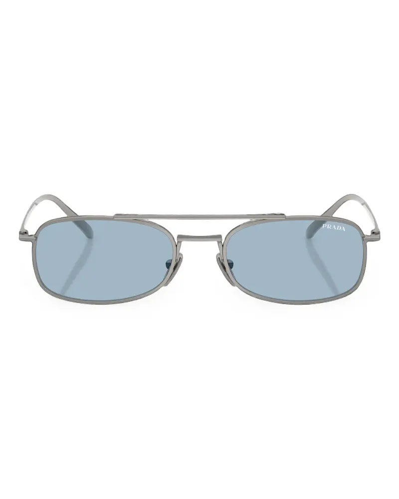 Prada Sonnenbrille mit eckigem Gestell - Silber Silber