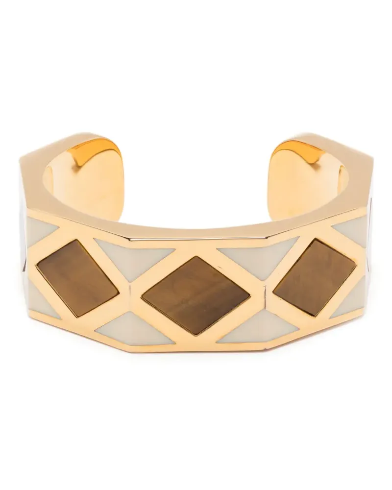 Aurélie Bidermann Armspange mit diagonalen Streifen - Gold Gold