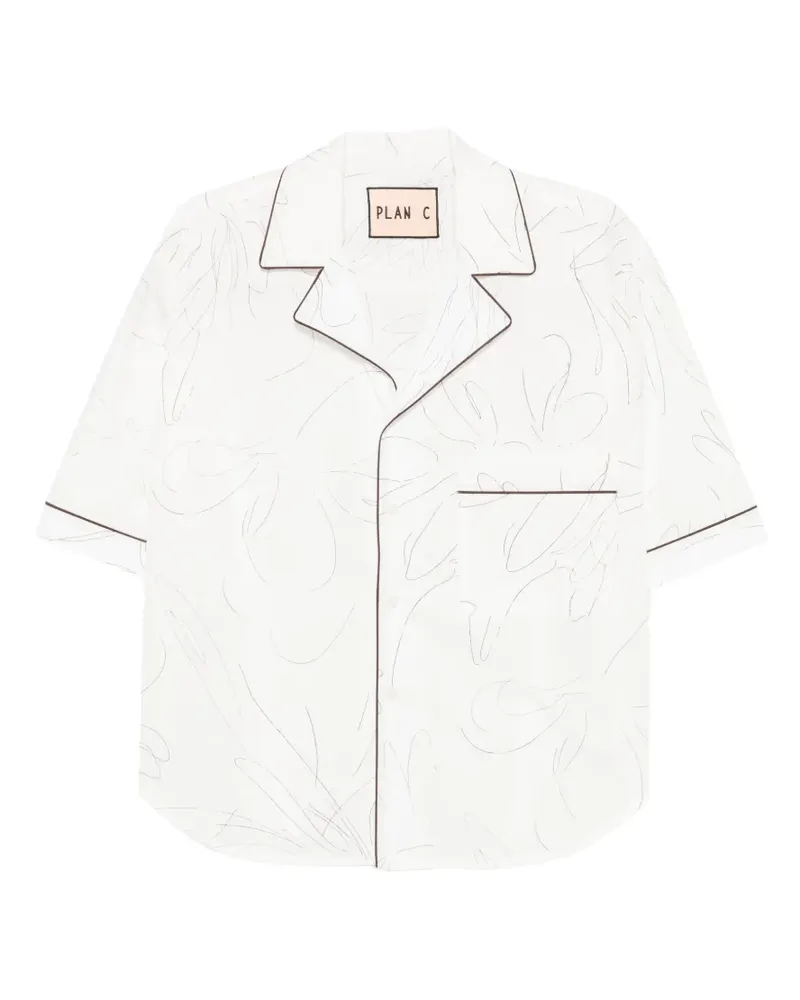PLAN C abstract-print piped-trim shirt - Weiß Weiß