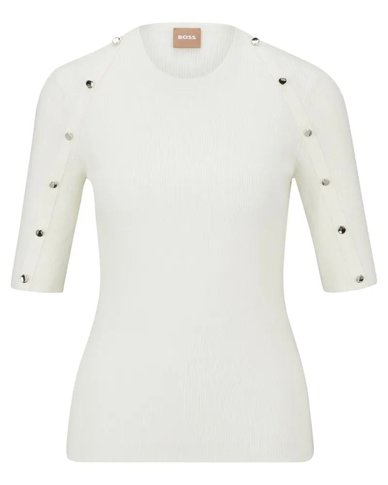HUGO BOSS Geripptes Minikleid - Weiß Weiß