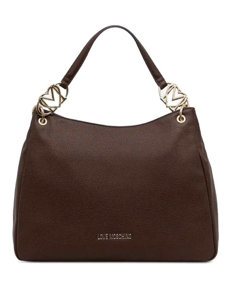 Moschino logo-plaque pebbled-texture tote bag - Braun Braun