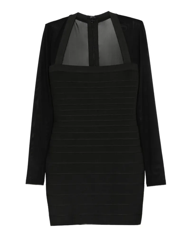 Hervé Léger Minikleid mit Mesh-Einsatz - Schwarz Schwarz