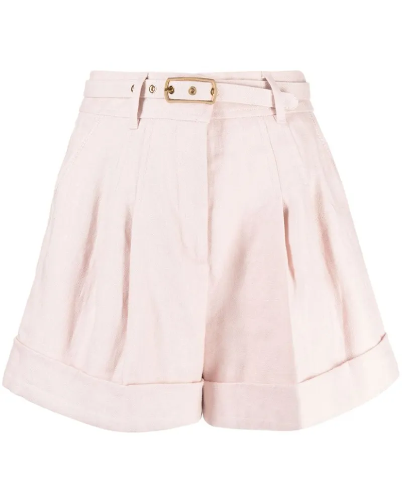 Zimmermann Matchmaker Leinenshorts mit Gürtel - Rosa Rosa