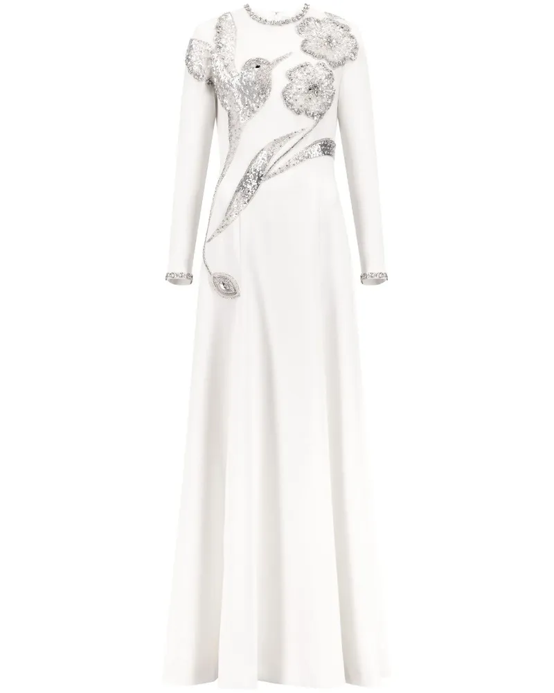 Dina Melwani Kristallverziertes Abendkleid - Weiß Weiß